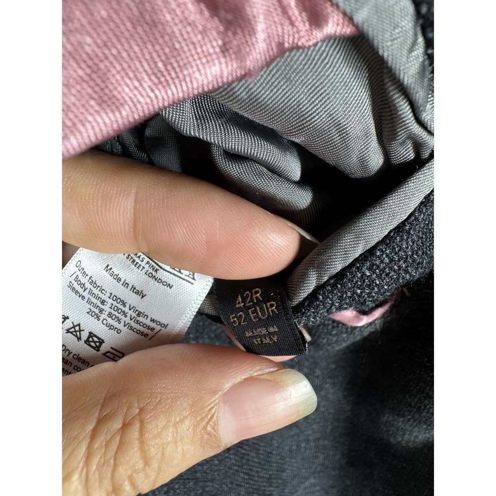 THOMAS PINK ‎ Virgin Wool Suit Jacket Coat Blazer Grey Size 42 R Unstructured - Picture 7 of 11